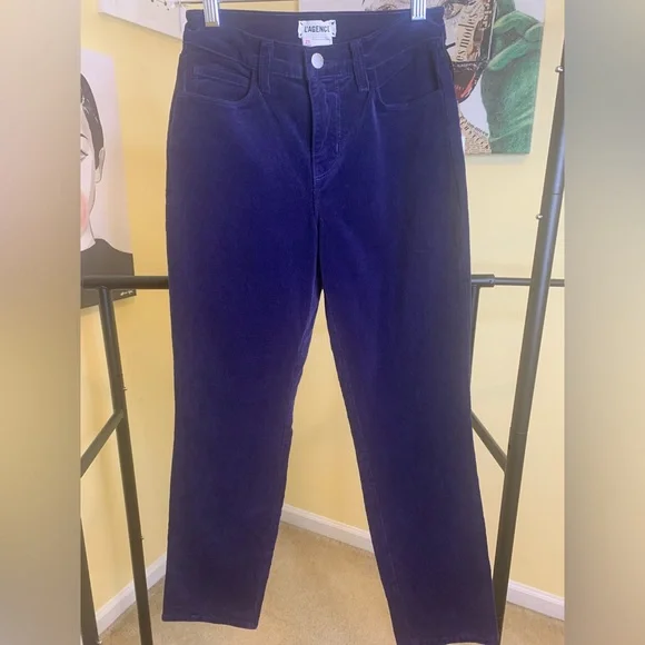 NWT L’AGENCE Sada Crop Slim Corduroy Pants in Navy, Size 25 - Picture 3 of 6